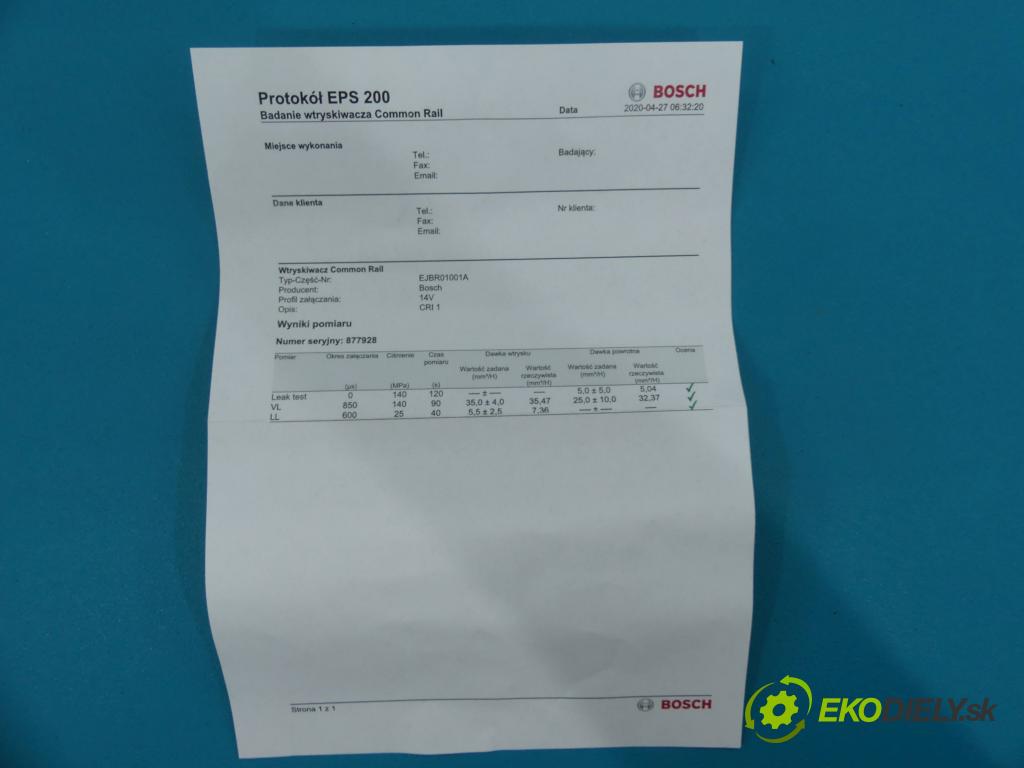 Suzuki Liana 1.4 DDIS 90 HP manual 66 kW 1398 cm3  vstrekovač EJBR01001A (Vstrekovače)