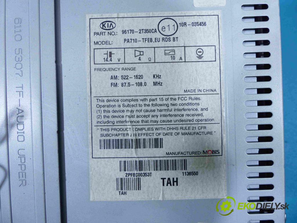 Kia Optima III 2010-2015 1.7 CRDi 136hp manual 100 kW 1685 cm3  RADIO 96170-2T350CA (Audio zařízení)