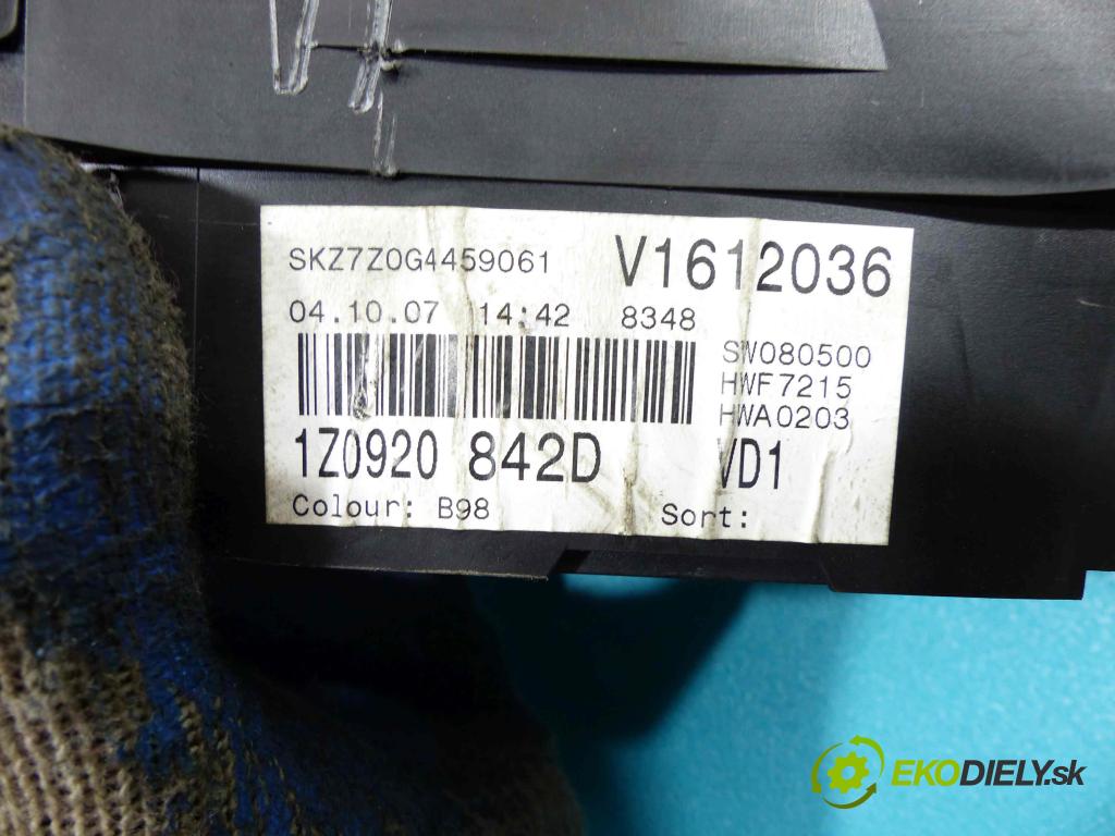 Skoda Octavia II 2004-2013 1.9 TDI 105 hp manual 77 kW 1896 cm3  prístrojovka 1Z0920842D (Přístrojové desky, displeje)