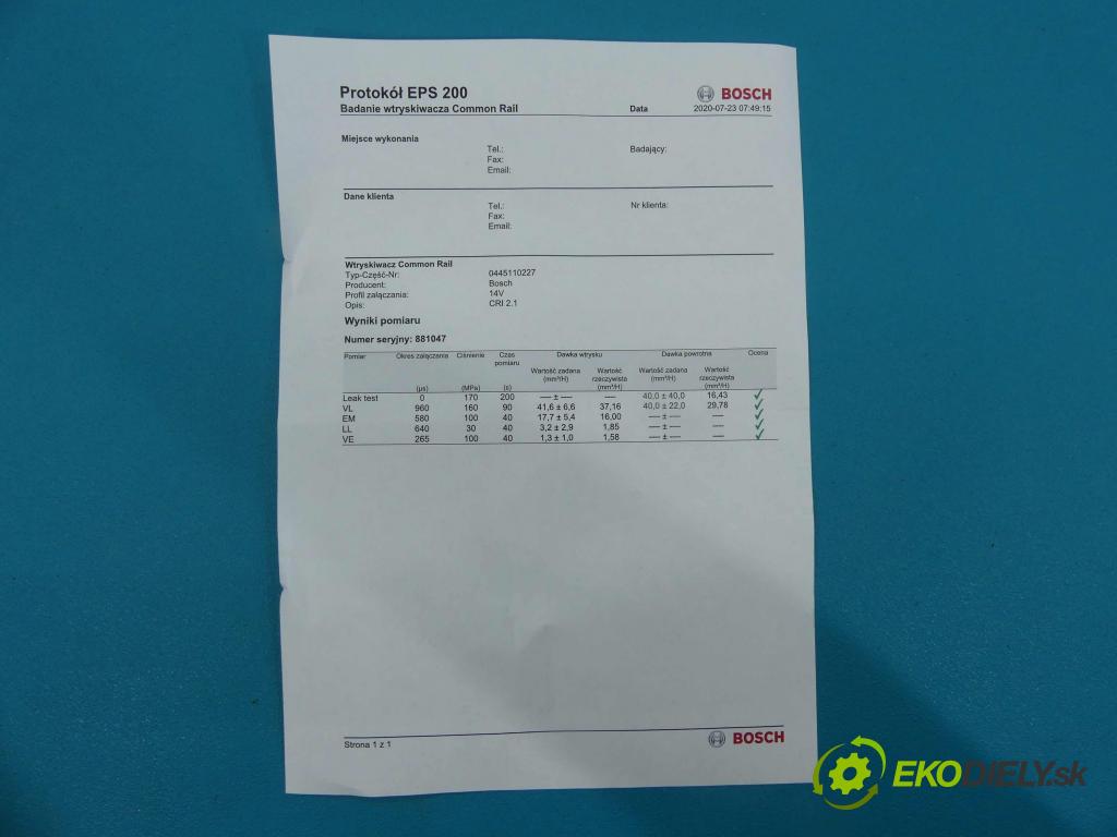 Toyota Corolla E12 2001-2009 testovaný na BOSCH 205,