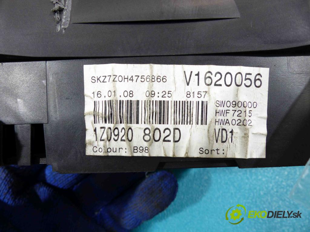 Skoda Octavia II 2004-2013 1.9 TDI 105 hp manual 77 kW 1896 cm3  prístrojovka 1Z0920802D (Přístrojové desky, displeje)