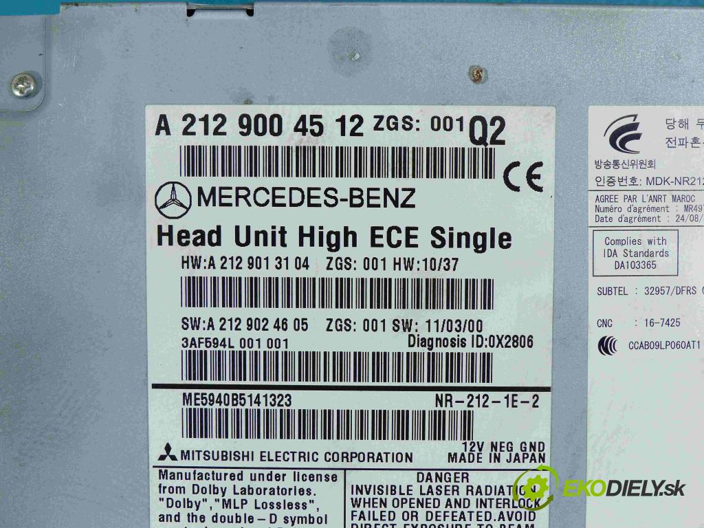 Mercedes E C207/ A207 3.0 CDI 265km automatic 195 kW 2987 cm3 2- RADIO A2129004512 (Audio zariadenia)