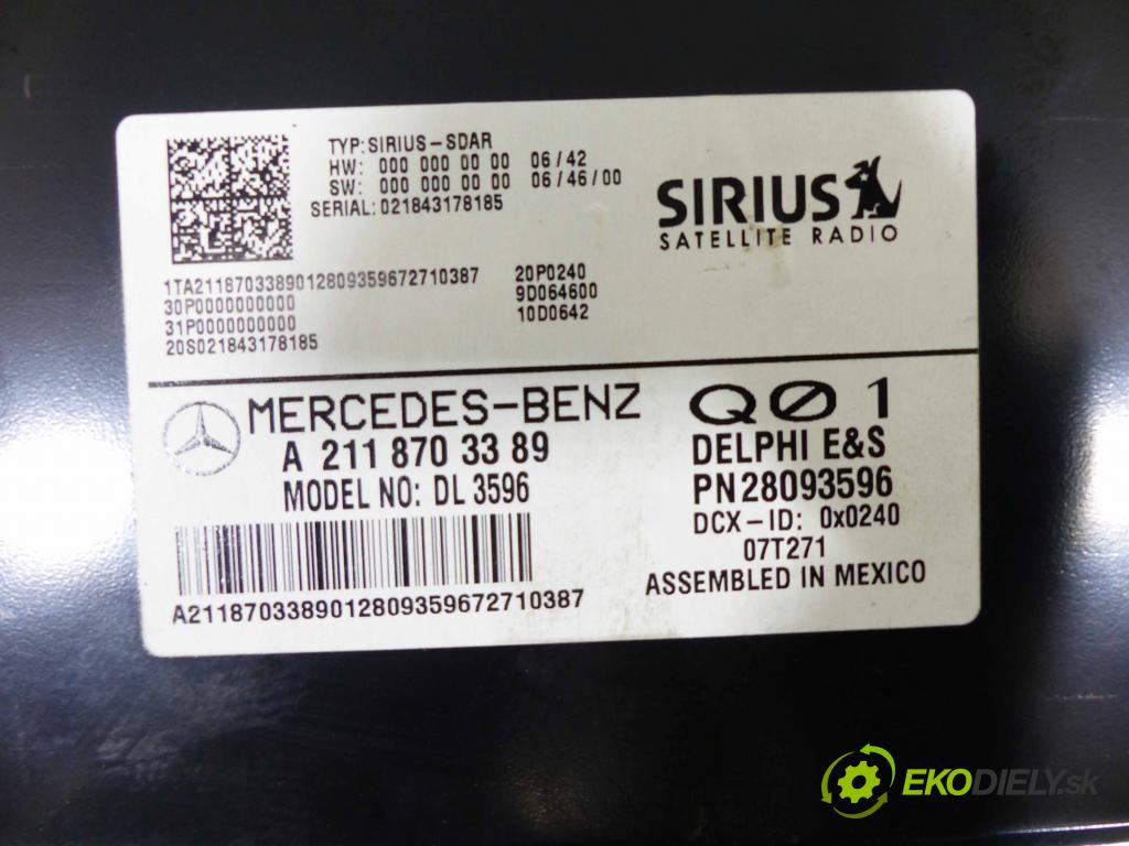 Mercedes ML W164 2005-2011 3.0 CDI 224hp automatic 165 kW 2987 cm3  Modul Riadiaca jednotka A2118703389 (Ostatné)
