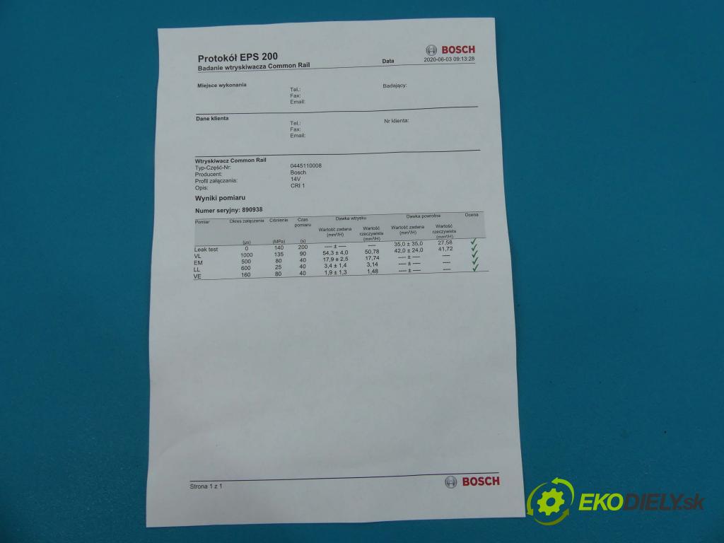 Citroen Xantia 2.0 HDI 109 HP manual 80 kW 1997 cm3 5- vstrekovač 0445110008 (Vstrekovače)