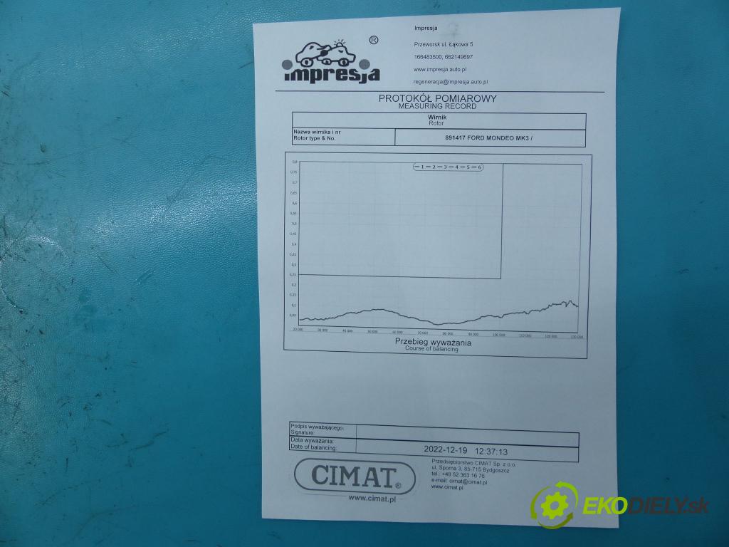 Ford Mondeo Mk3 2000-2007 2.0 tddi 90 HP manual 66 kW 1998 cm3 5- turbodúchadlo, turbo 708618-5 (Turbodúchadlá (kompletné))