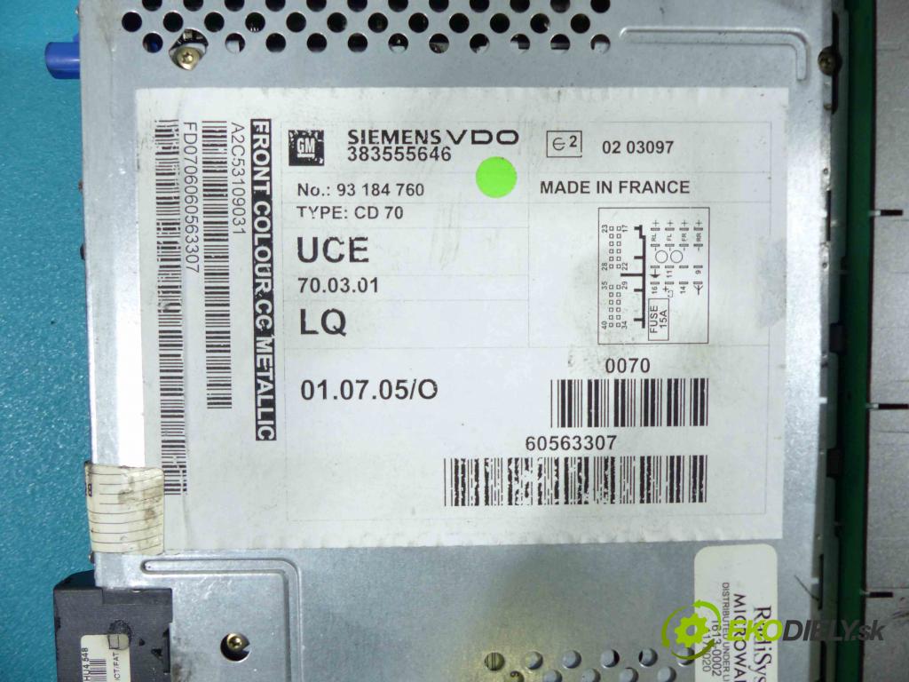 Opel Vectra C 2002-2008 1.9 CDTI 150 HP automatic 110 kW 1910 cm3 5- RADIO 93184760 (Audio zariadenia)