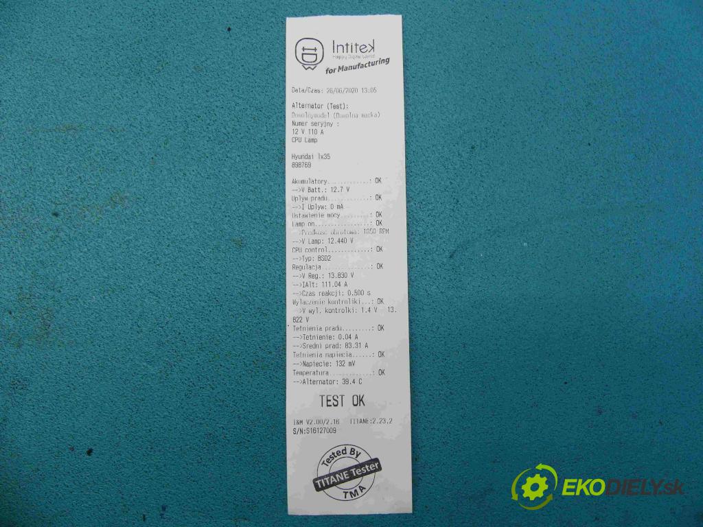 Hyundai Ix35 2.0 16v 163 hp automatic 120 kW 1998 cm3 5- Alternator 37300-25600 (Alternátory)