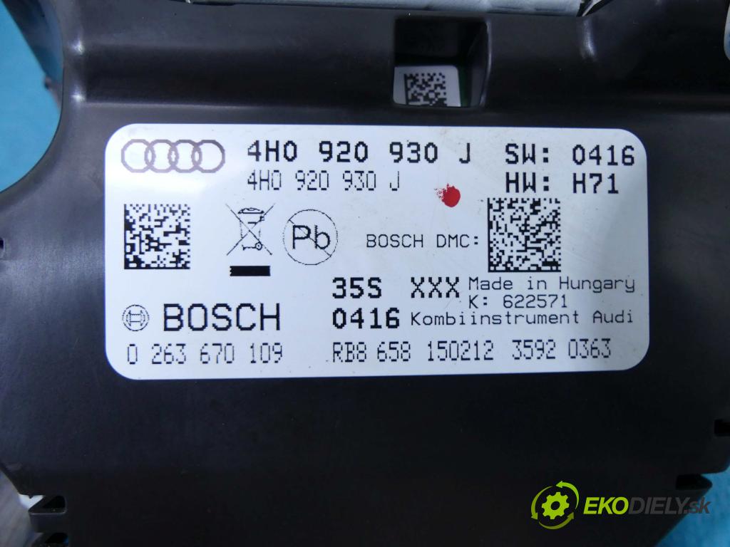 Audi A8 D4 2009-2017 4,2.0 tdi V8 351KM automatic 258 kW 4134 cm3 4- Přístrojová deska 0263670109 (Přístrojové desky, displeje)