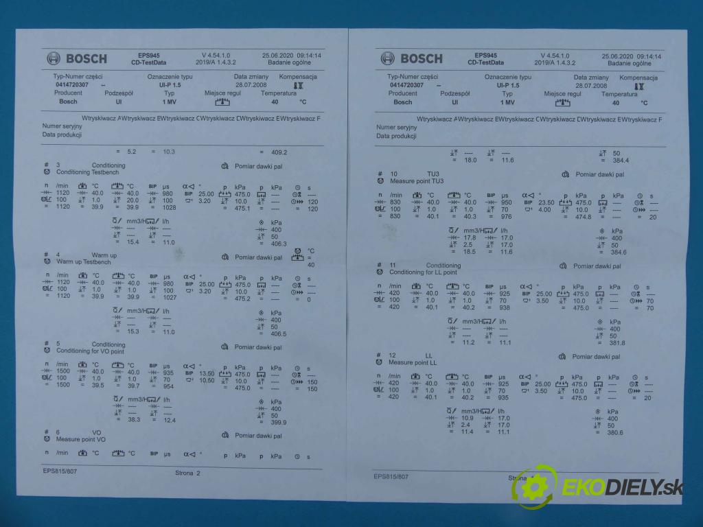 Vw Polo IV 9N 2001-2009 1.4 tdi 80 HP manual 59 kW 1422 cm3 5- vstrekovacie čerpadlo 0414720307 (Vstrekovače)