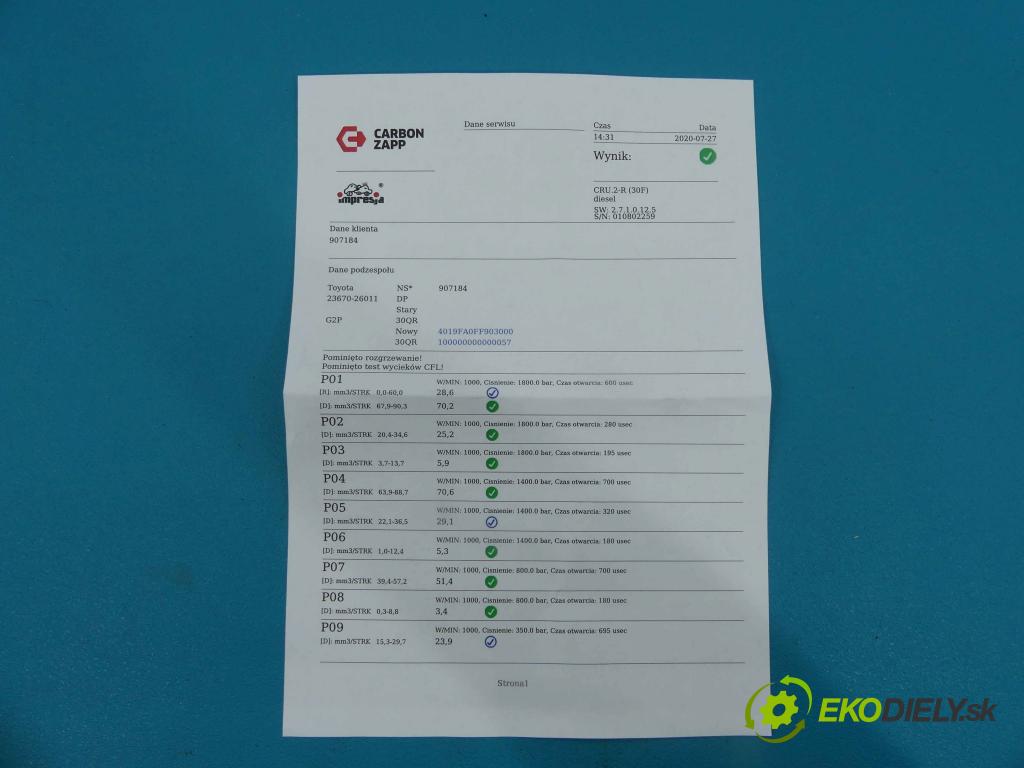Toyota Rav4 III 2005-2012 2.2 D-CAT 177 hp manual 130 kW 2231 cm3 5- vstřikovač 23670-26011