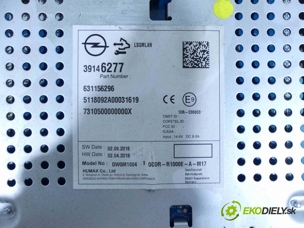 Opel Corsa E 2014-2019 1.4 16v 90 HP manual 66 kW 1398 cm3 5- Radio 39146277 (Audio zariadenia)