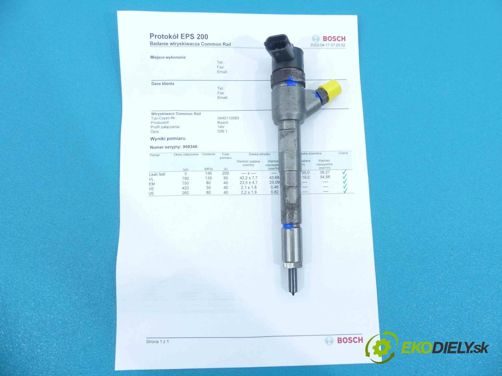 Fiat Panda II 2003-2012 1,3.0 jtd 69KM manual 51 kW 1248 cm3 5- vstrek 0445110083 (Vstrekovače)