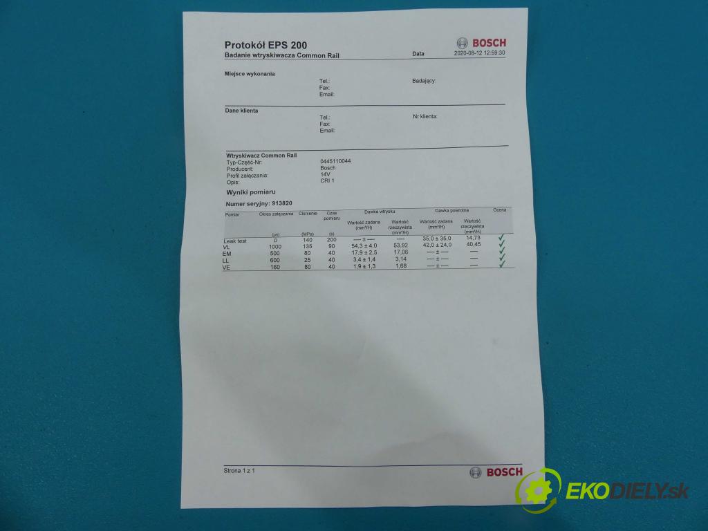 Peugeot 406 2.0 hdi 109 HP manual 80 kW 1997 cm3 4- vstrek 0445110044 (Vstrekovače)