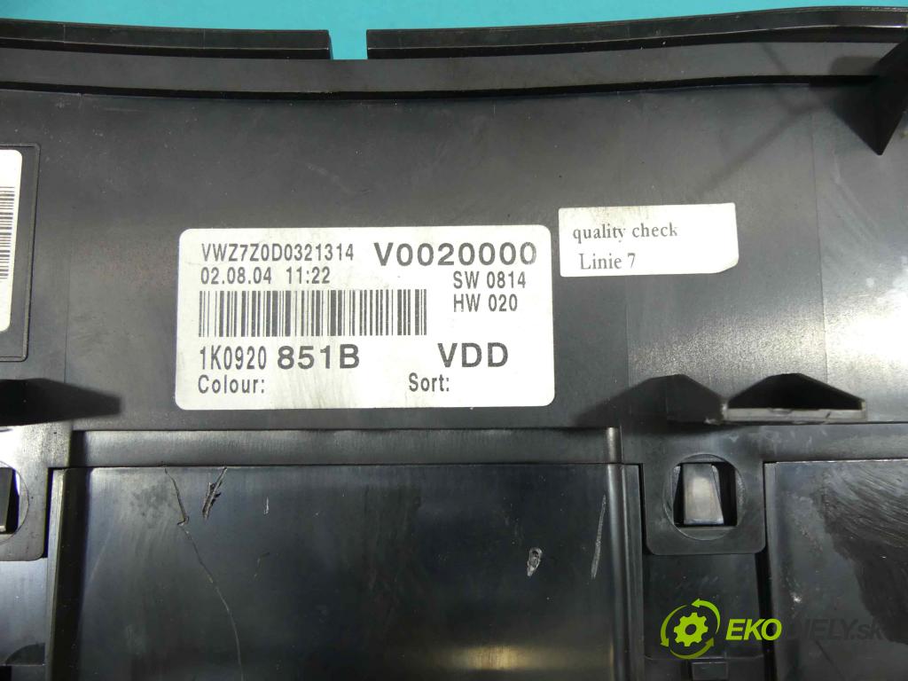 Vw Golf V 2003-2009 1.9 tdi (BKC) 105 HP manual 77 kW 1896 cm3 5- prístrojovka/ budíky A2C53023102 (Prístrojové dosky, displeje)