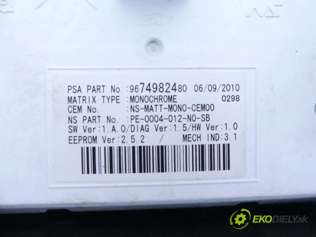 Peugeot 5008 I 2009-2017 1.6 THP 156 HP manual 115 kW 1598 cm3 5- prístrojovka/ budíky 9674982480 (Prístrojové dosky, displeje)