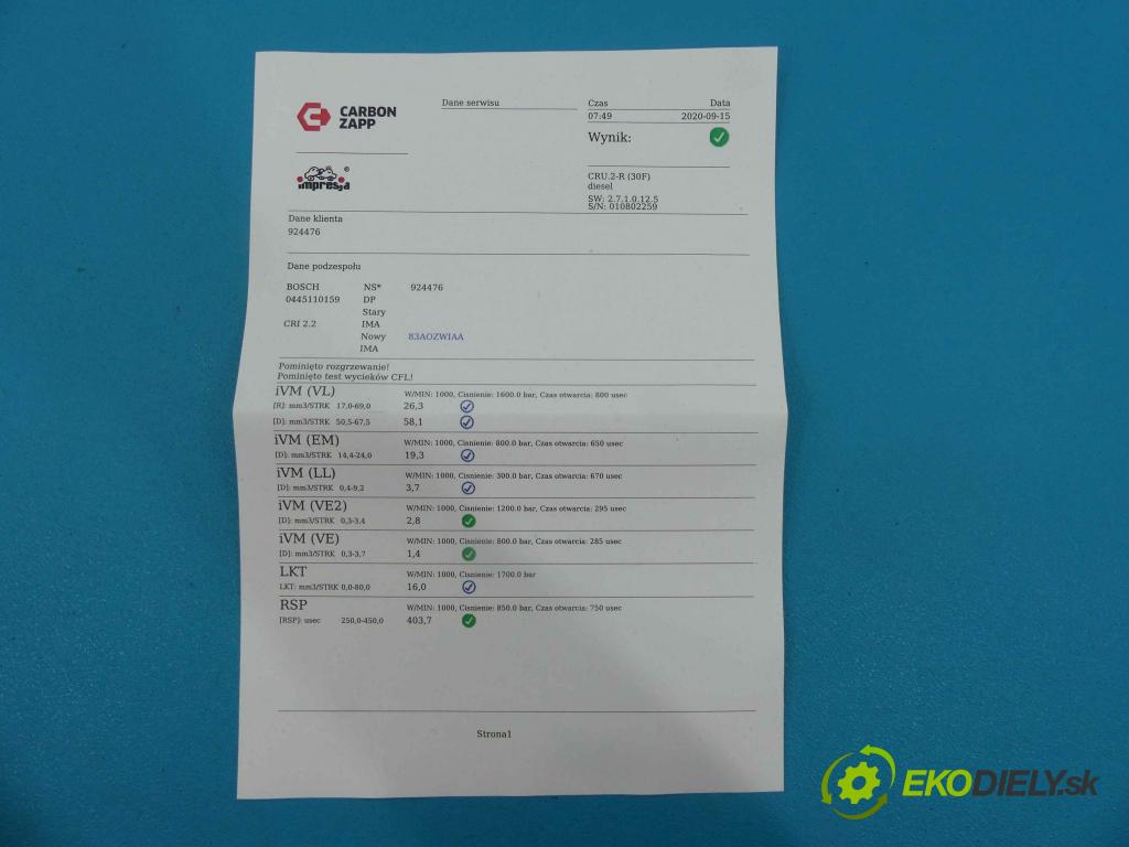 Opel Zafira B 2005-2011 1.9 cdti 150 hp manual 110 kW 1910 cm3 5- vstřikovač 0445110159