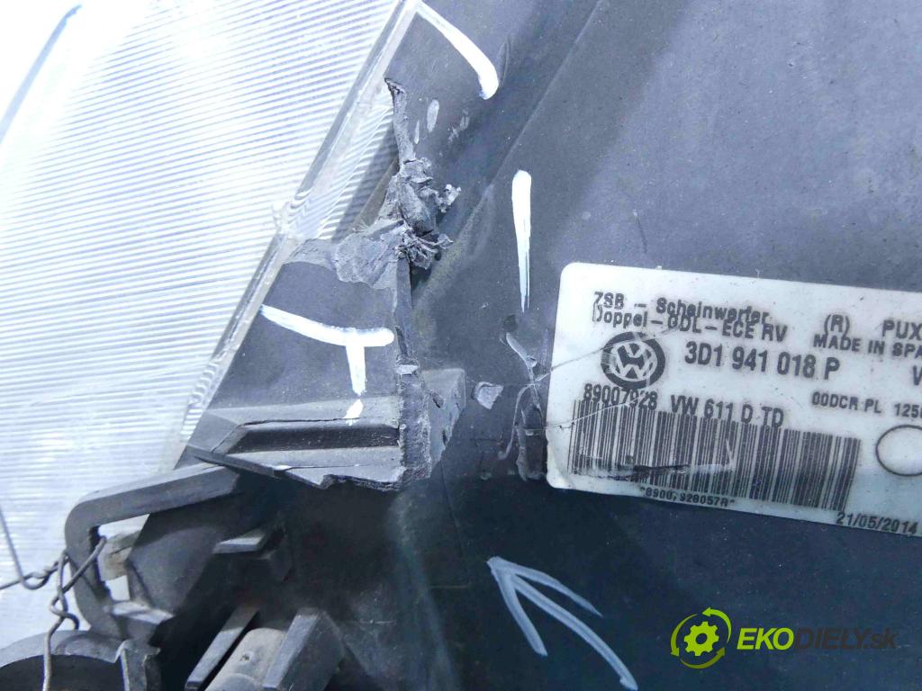Vw Phaeton 3.0 tdi 224hp automatic 165 kW 2967 cm3 4- Reflektor: pravý 3D1941018P (Pravé)
