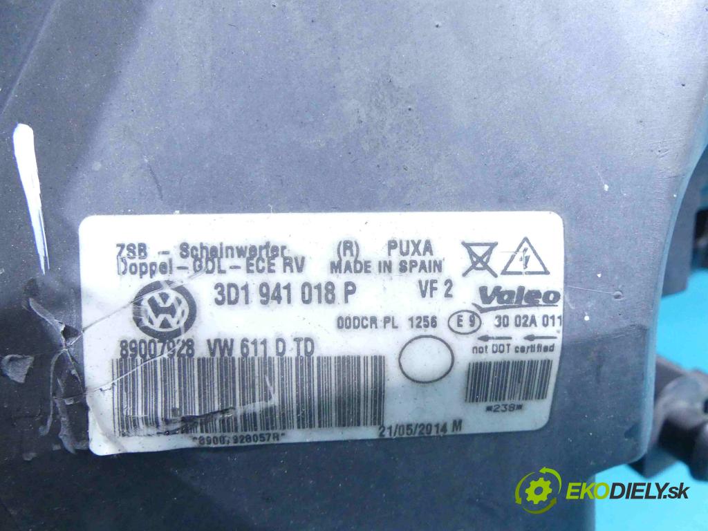 Vw Phaeton 3.0 tdi 224hp automatic 165 kW 2967 cm3 4- Reflektor: pravý 3D1941018P (Pravé)