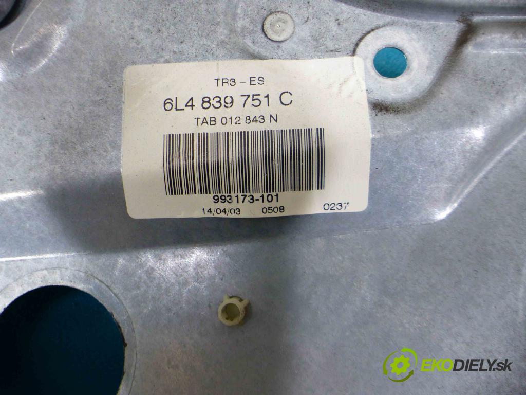Seat Ibiza III 6L 2002-2008 1.9 tdi 131 hp manual 96 kW 1896 cm3 5- mechanismus stahování zadní levý 6Q0959811A