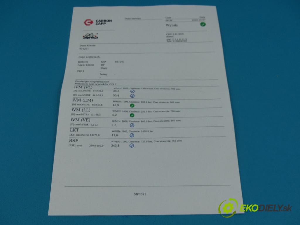 Alfa romeo 156 1.9 jtd 116 HP manual 85 kW 1910 cm3 4- vstrek 0445110068 (Vstrekovače)