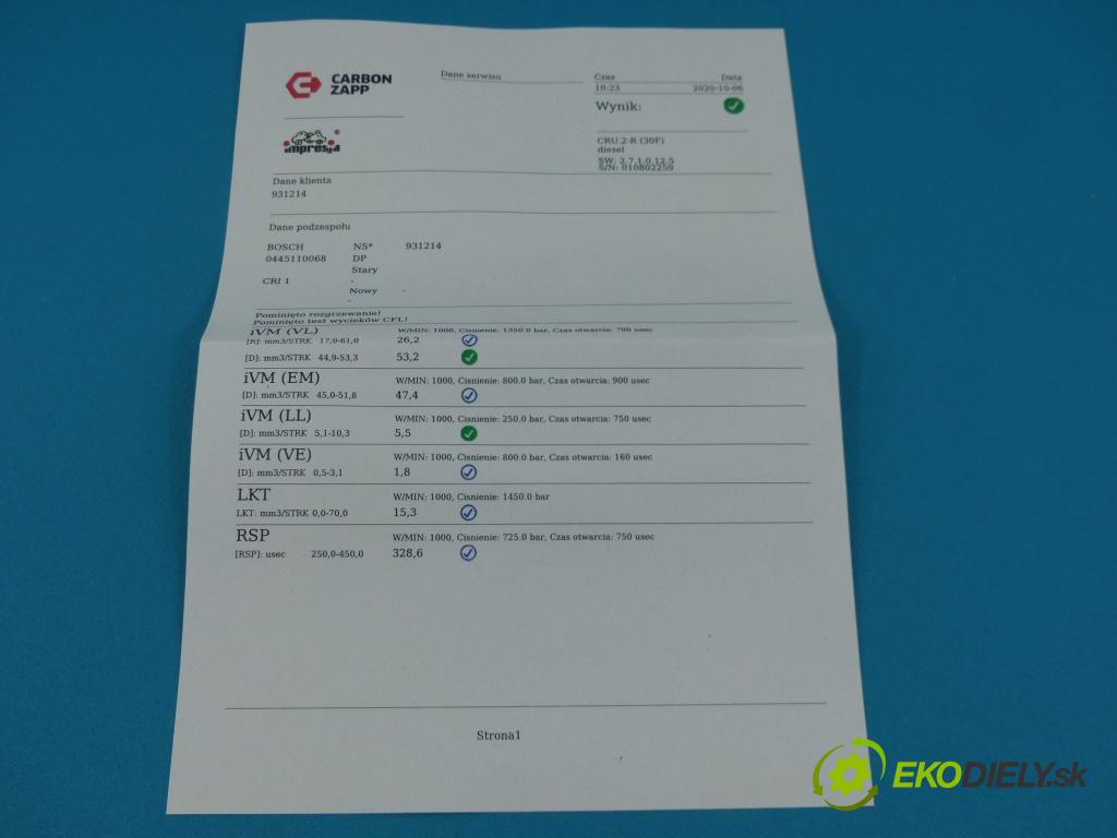Fiat Stilo 1.9 jtd 116 HP manual 85 kW 1910 cm3 5- vstrek 0445110068 (Vstrekovače)