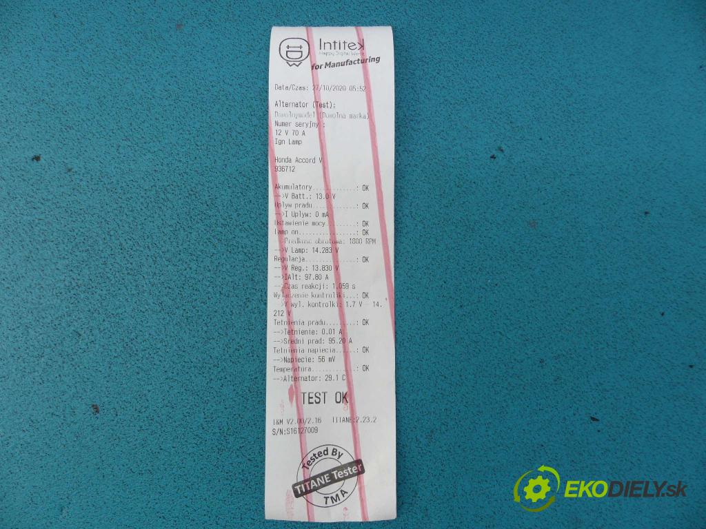 Honda Accord V 1993-1998 2.0 16v 116 HP manual 85 kW 1997 cm3 4- Alternator 0123115009 (Alternátory)