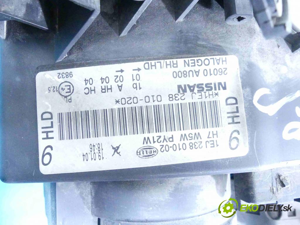 Nissan Primera P12 2001-2007 1.8 16v 116 HP manual 85 kW 1769 cm3 5- Reflektor: pravý  (Pravé)