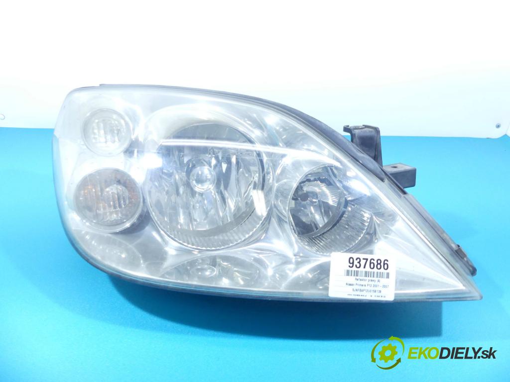 Nissan Primera P12 2001-2007 1.8 16v 116 HP manual 85 kW 1769 cm3 5- Reflektor: pravý  (Pravé)