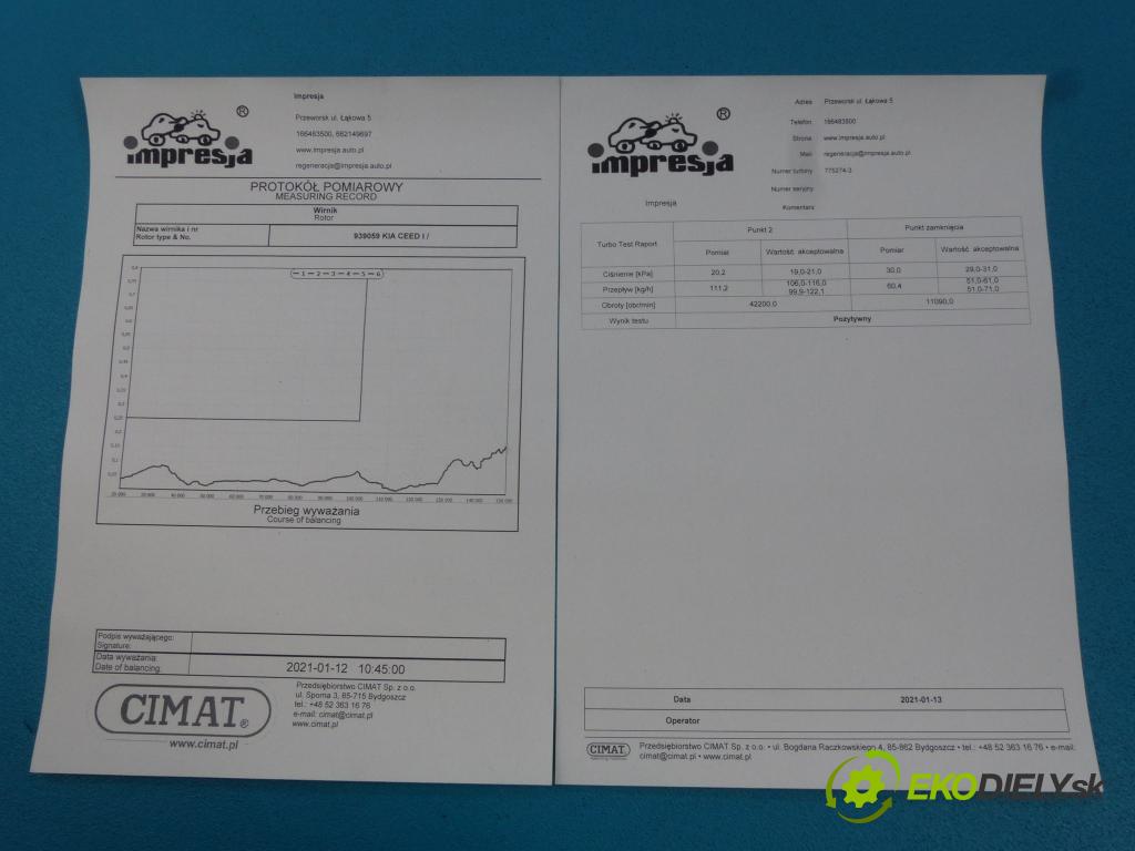 Kia Ceed I 2006-2012 1.6 crdi 116 HP manual 85 kW 1582 cm3 5- turbodúchadlo, turbo repasovaná 775274-3