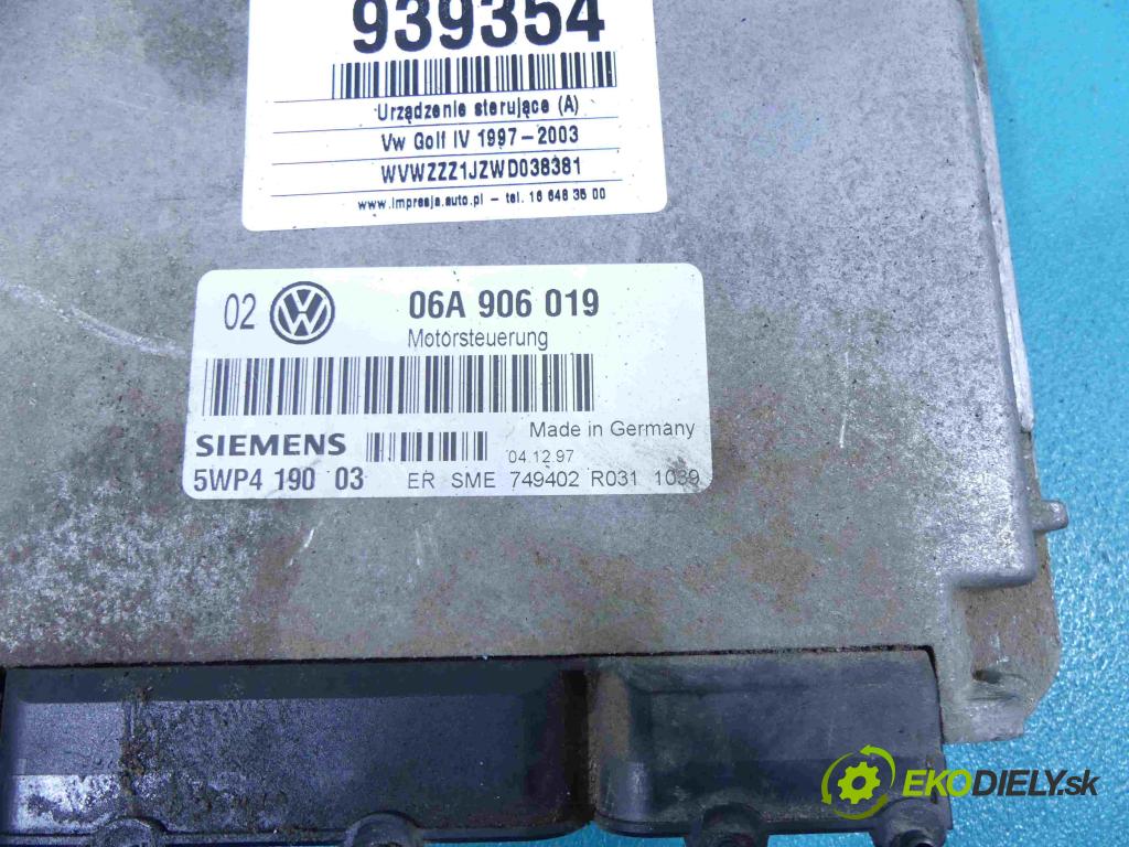 Vw Golf IV 1997-2003 1.6 SR (AKL) 101 HP manual 74 kW 1595 cm3 5- Jednotka riadiaca 5WP419003