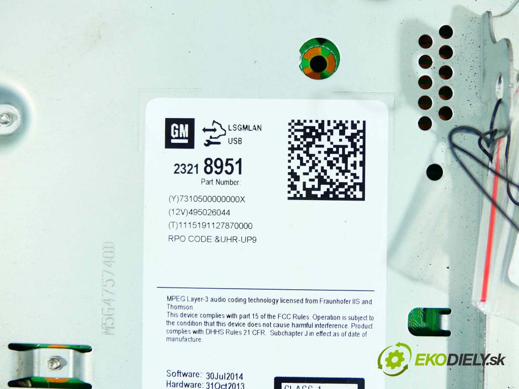 Opel Meriva B 2010-2017 1.6 cdti 95 HP manual 70 kW 1598 cm3 5- Radio 23218951 (Audio zariadenia)