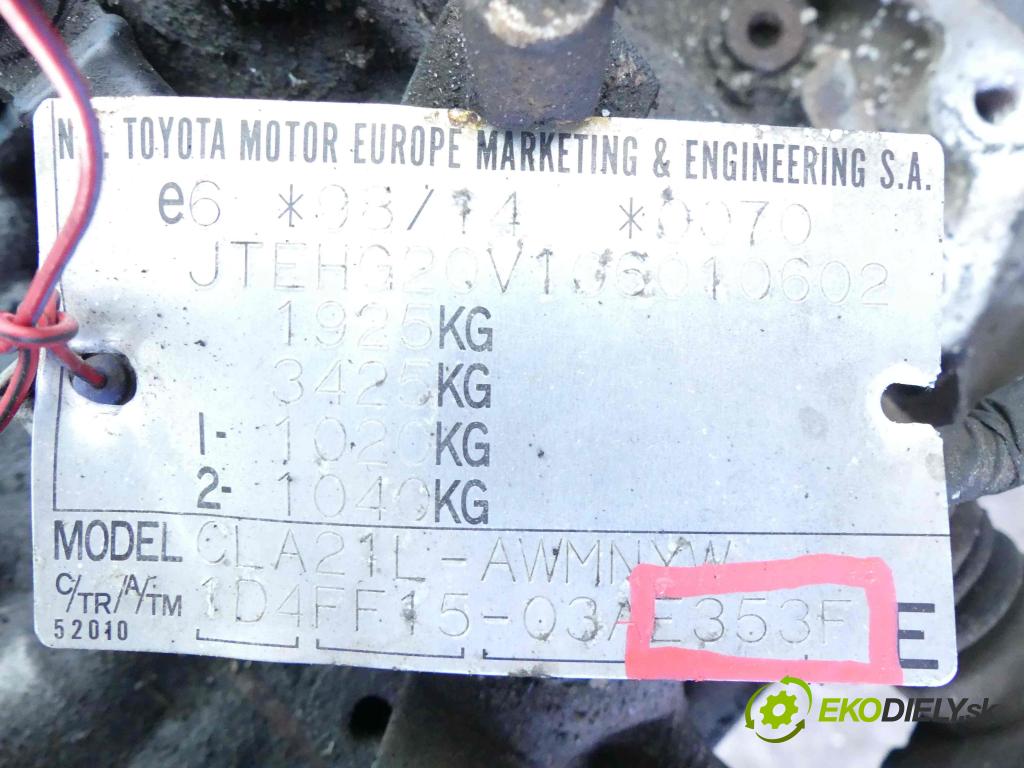 Toyota Rav4 II 2000-2005 2.0 D4D (1CD) 116 HP manual 85 kW 1995 cm3 5- prevodovka stupeň,rýchlosť manual E353F