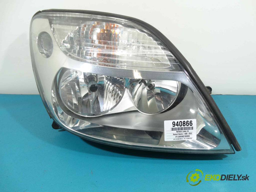 Renault Scenic I 1996-2003 1.4 16v 95 HP manual 70 kW 1390 cm3 5- Reflektor: pravý  (Pravé)