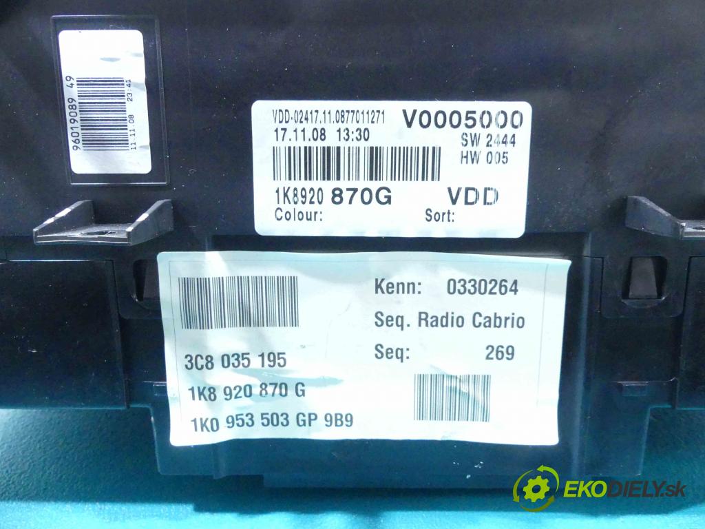 Vw Scirocco II 2008-2017 2.0 tdi 140 HP automatic 103 kW 1968 cm3 3- prístrojovka/ budíky 1K8920870G (Prístrojové dosky, displeje)