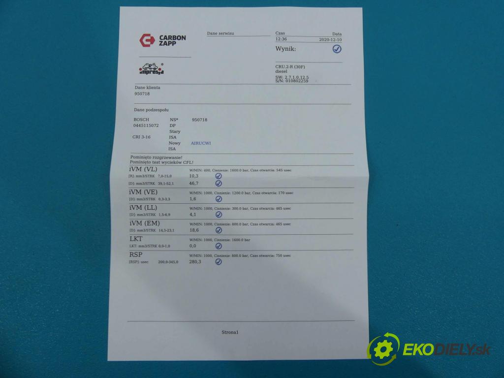 Mercedes CLS C219 2004-2010 3.0 CDI 224hp automatic 165 kW 2987 cm3 4- vstrek 0445115072 (Vstrekovače)
