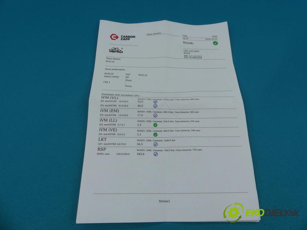 Alfa romeo 166 2.4 jtd 136 HP manual 100 kW 2387 cm3 4- vstrek 0445110002 (Vstrekovače)