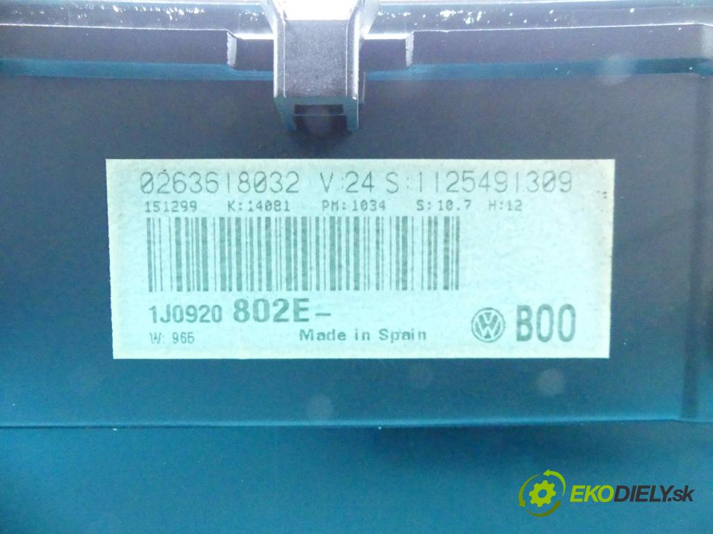 Vw Golf IV 1997-2003 1.9 tdi 90 HP manual 66 kW 1896 cm3 3- prístrojovka/ budíky 0263618032 (Prístrojové dosky, displeje)