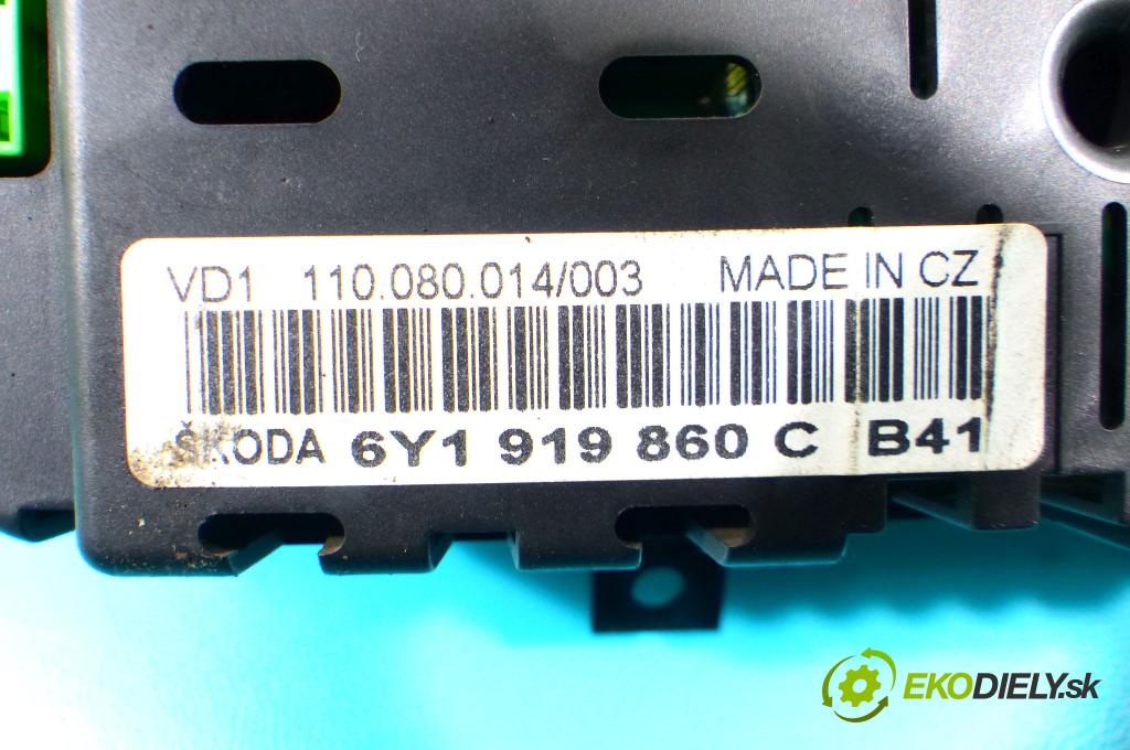 Skoda Fabia I 1999-2007 1.4 mpi 68 HP manual 50 kW 1397 cm3 4- prístrojovka/ budíky 6Y1919860C (Prístrojové dosky, displeje)