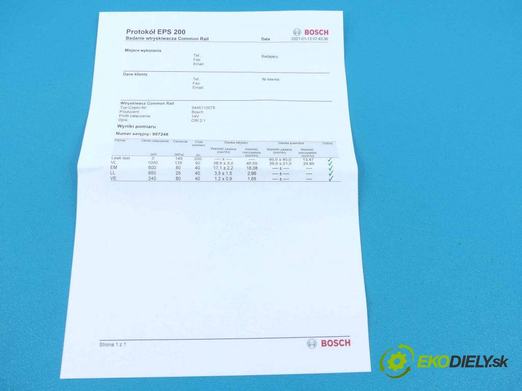 Peugeot 206 1.4 hdi 68 HP manual 50 kW 1399 cm3 3- vstrek 0445110075 (Vstrekovače)