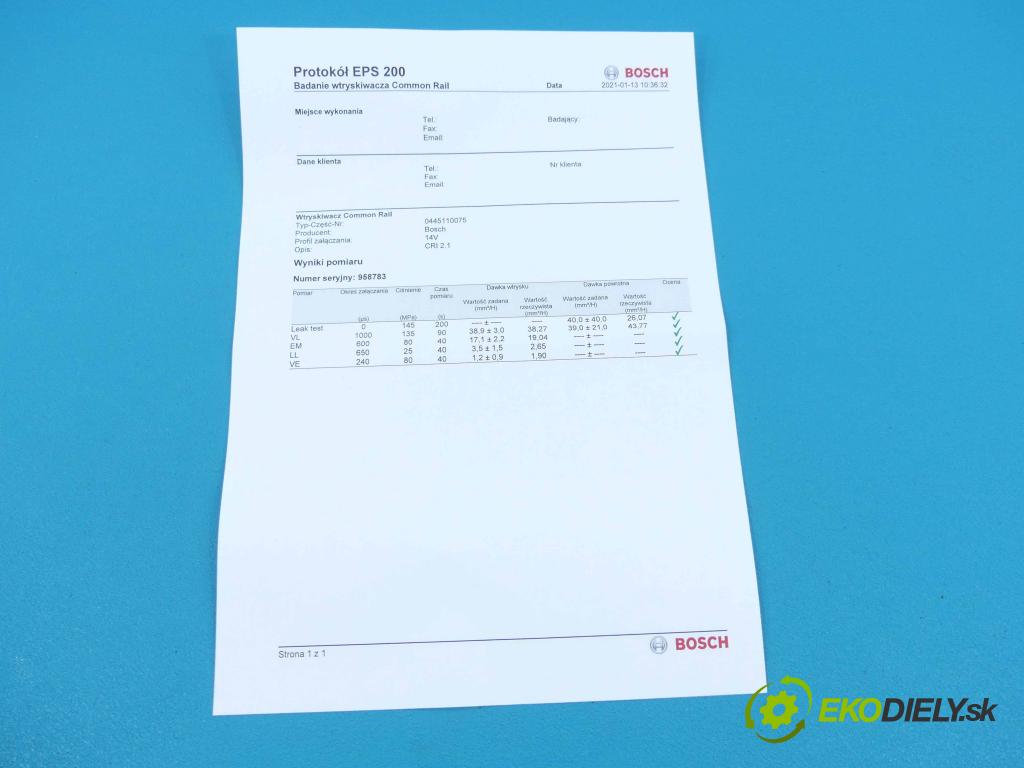Peugeot 307 1.4 hdi 68 HP manual 50 kW 1398 cm3 5- vstrek 0445110075 (Vstrekovače)
