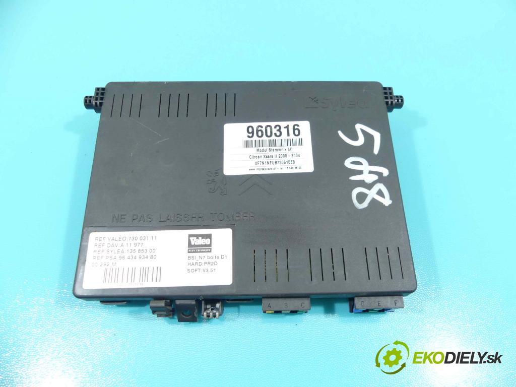 Citroen Xsara II 2000-2004 1.6 16v 109 HP manual 80 kW 1587 cm3 5- modul riadiaca jednotka 9643493480 (Ostatné)