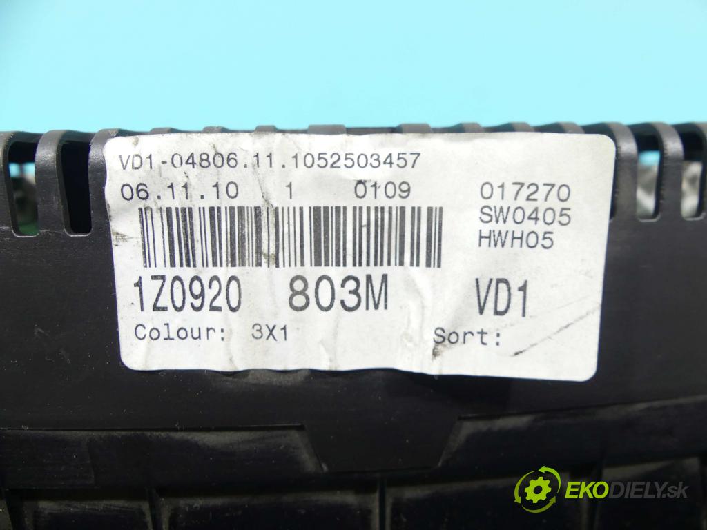 Skoda Octavia II 2004-2013 1.9 tdi 105 HP manual 77 kW 1896 cm3 5- prístrojovka/ budíky 1Z0920803M (Prístrojové dosky, displeje)