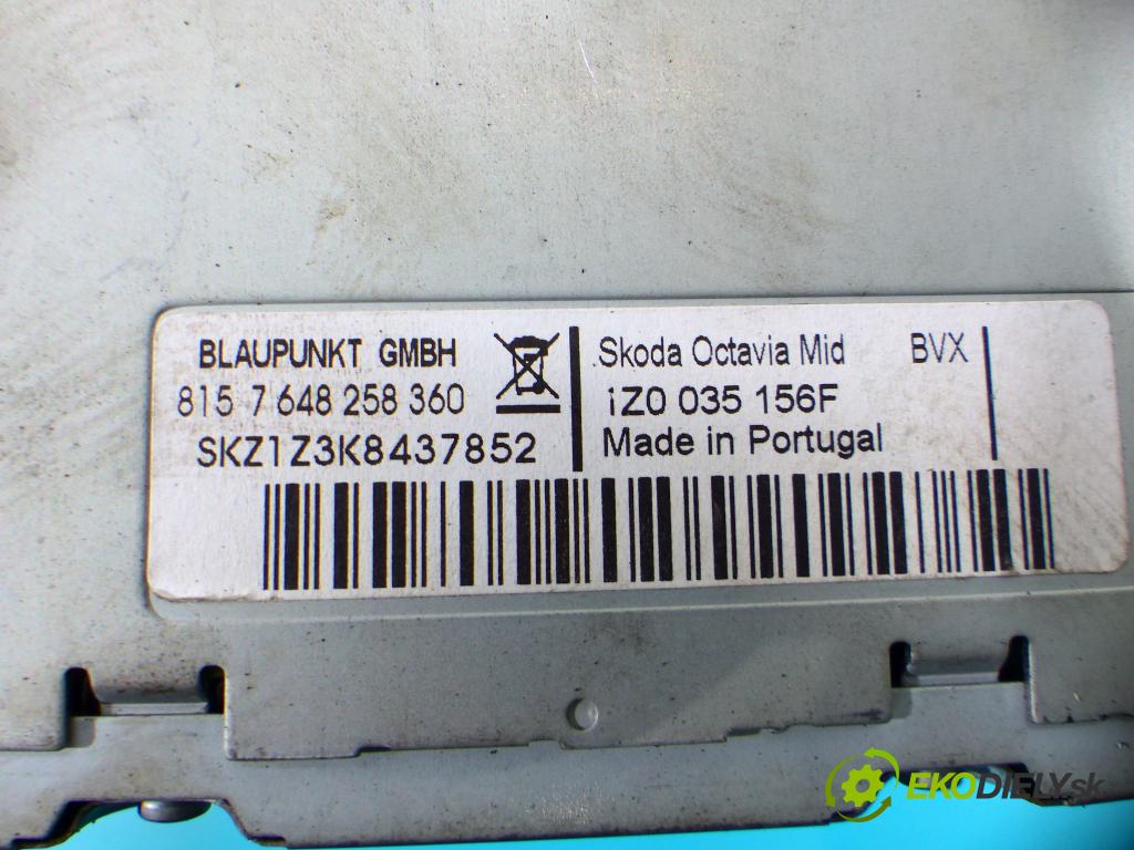 Skoda Octavia II 2004-2013 1.9 tdi 105 HP manual 77 kW 1896 cm3 5- Radio továreň: 1Z0035156F