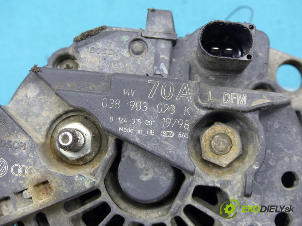 Vw Golf IV 1997-2003 1.9 sdi 68 HP manual 50 kW 1896 cm3 3- Alternator 0124315001 (Alternátory)