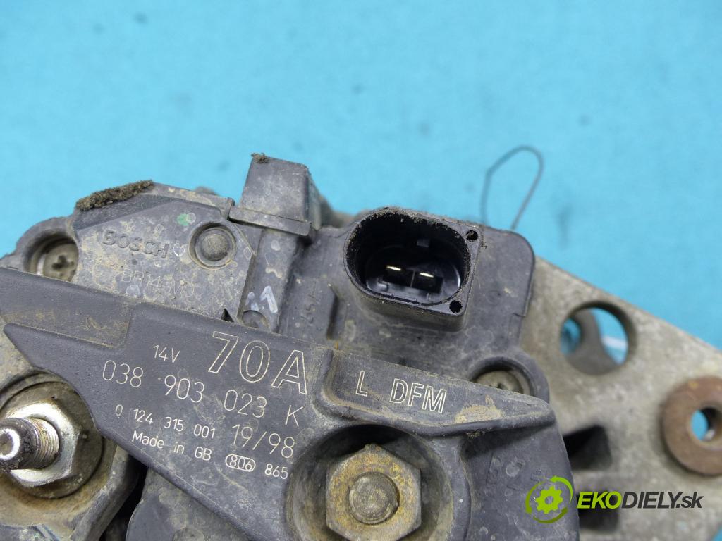 Vw Golf IV 1997-2003 1.9 sdi 68 HP manual 50 kW 1896 cm3 3- Alternator 0124315001 (Alternátory)