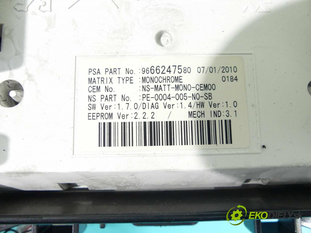 Peugeot 5008 I 2009-2017 1.6 THP 156 HP manual 115 kW 1598 cm3 5- prístrojovka/ budíky 9666247580 (Prístrojové dosky, displeje)
