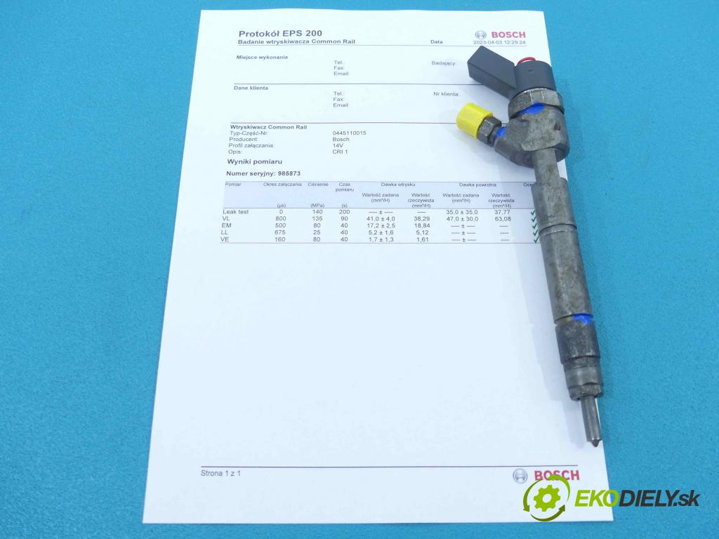 Mercedes A W168 1997-2004 1.7 cdi 60 hp manual 44 kW 1689 cm3 5- vstřikovač 0445110015