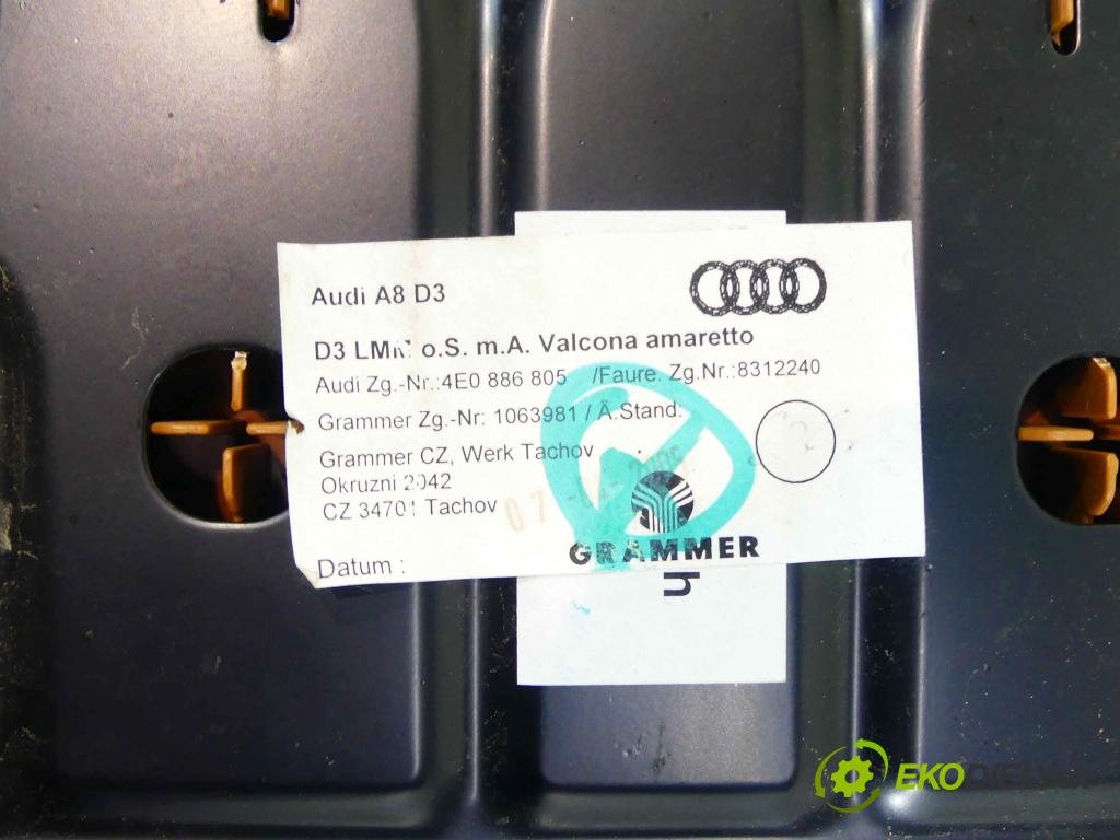 Audi A8 D3 2002-2009 6.0 W12 450KM automatic 331 kW 5998 cm3 4- operadlo 4E0886805 (Lakťové opierky)