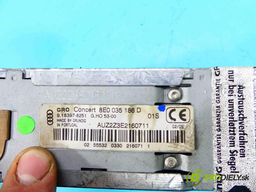 Audi A4 B7 2004-2008 1.9 tdi 116 HP manual 85 kW 1896 cm3 5- Radio továreň: 8E0035186D