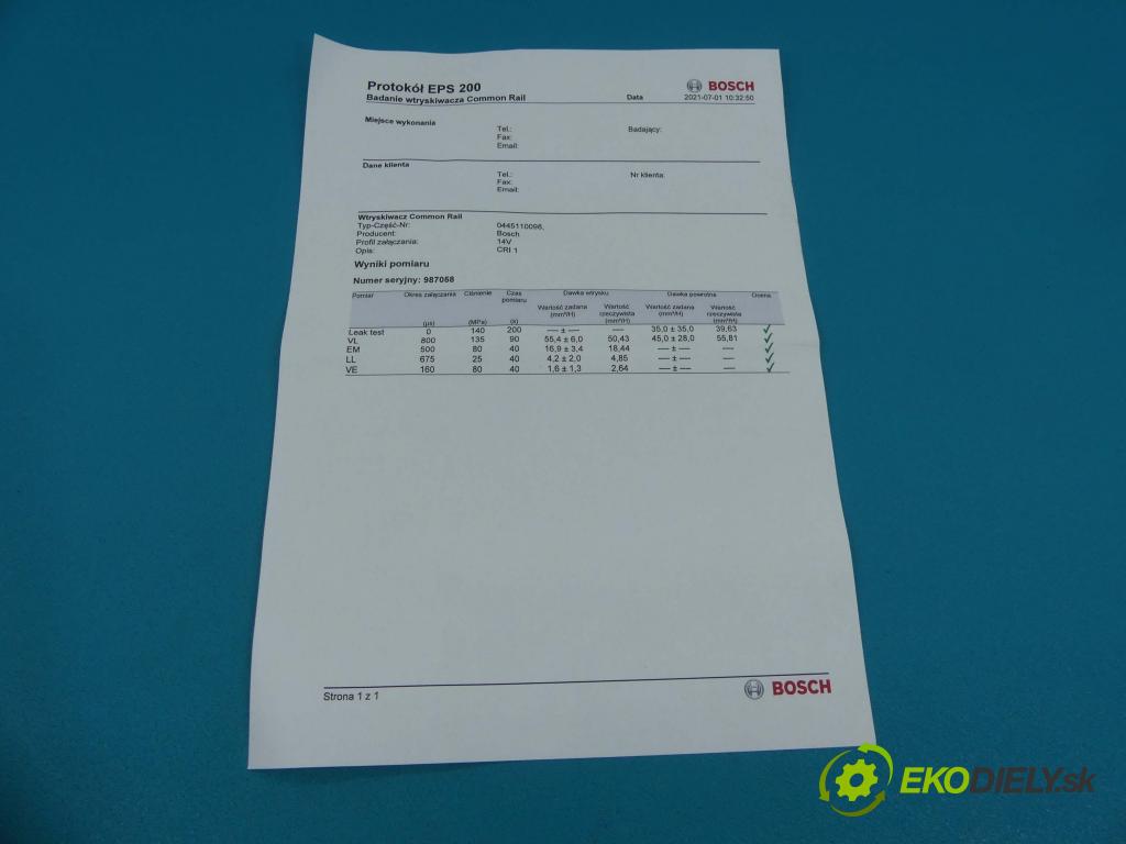 Jeep Grand Cherokee WJ 1998-2004 2.7 crd: 163 HP automatic 120 kW 2688 cm3 5- vstrek 0445110098 (Vstrekovače)
